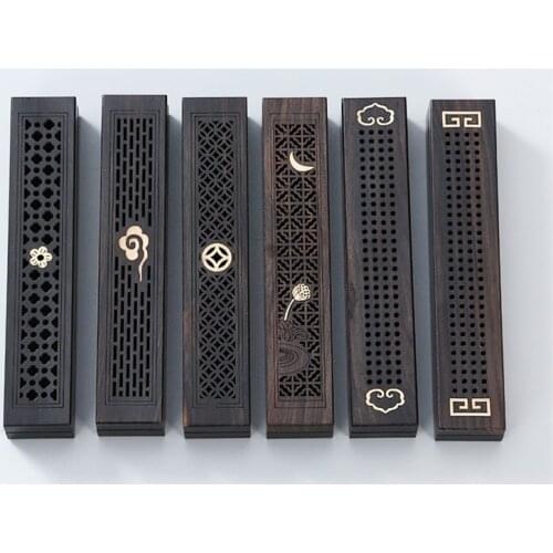 4 inch Ash Burner Wooden Incense Holder Burning Joss Insence Box Burner Ash Catcher Black Wooden Incense Stick Holder