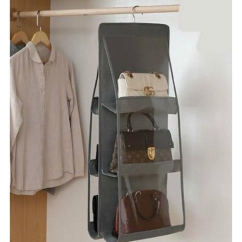 6 Pocket Solid Convenient Folding Hanging Handbag Storage Holder Organizer Rack Hook Hanger