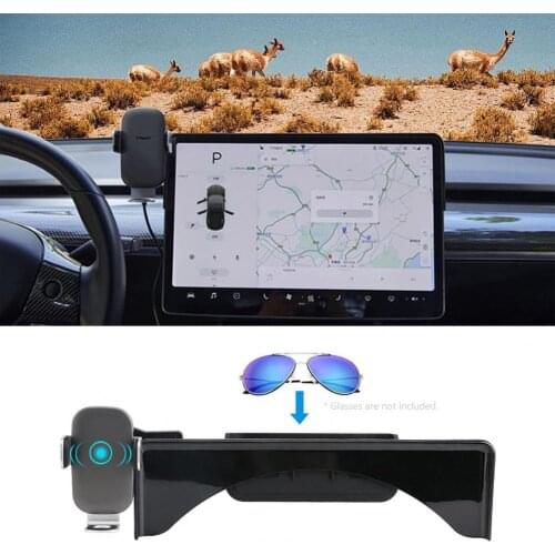 7Pcs/Set Cell Phone Holder Wireless Charging Multi-functional Black Center Console Sunglasses Organizer for Tesla Model3