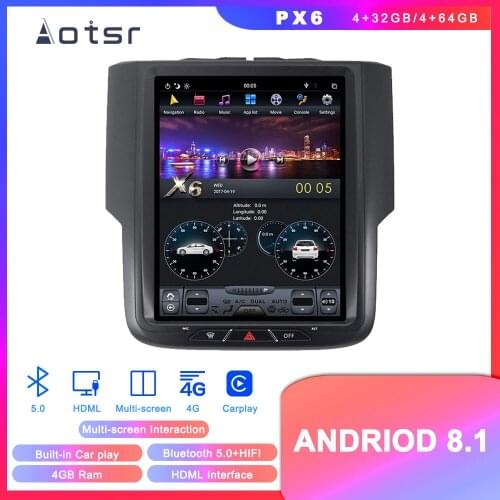 Tesla Android 8.1 DVD player GPS Navigation For Dodge RAM 2014 2015 2016 2017 2018 Car auto stereo multimedia player head uint