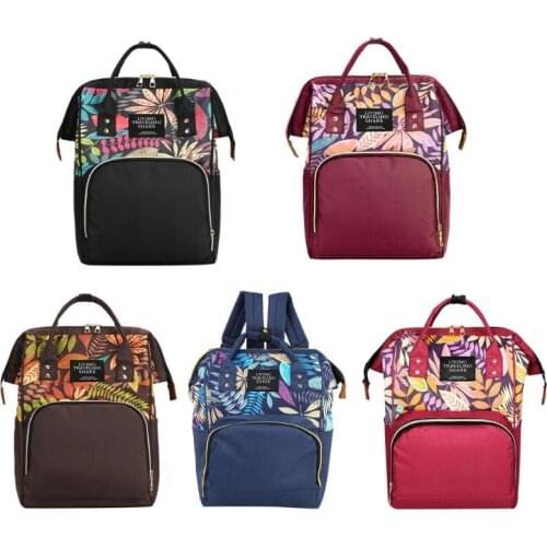 Big Mummy Maternity Travel Backpacks Plant Print Baby Diaper Shoulder Bags