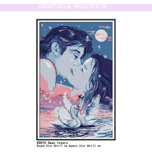 Swan Lovers DIY 5D Square & Round Diamond Complete Mosaic Painting Diamond Cross Stitch Kit Diamonds Embroidery Drill Home Decor