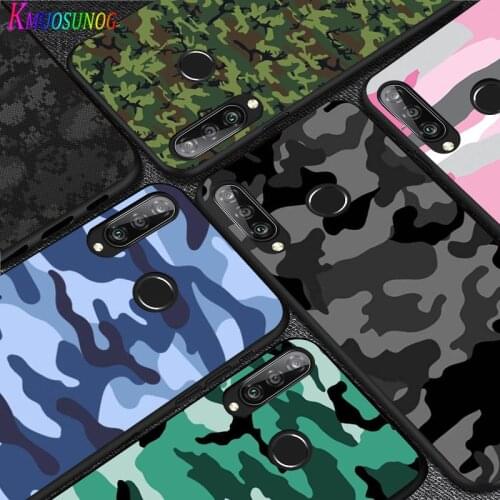 For Huawei P40 P30 P20 Pro Lite E Plus 5G Bright Black Phone Case Camouflage art For Huawei P10 P9 P8 Lite Cover
