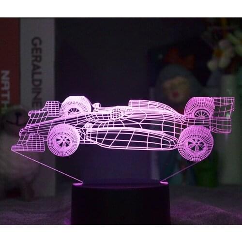 FIA Formula 1 World Championship Shape 3D Illusion Car Nightlight Loving Gift Kids Bedroom Bedside Table Lamp LED Sensor Lights