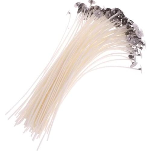 100pcs 20cm Candle Wicks Cotton Core Pre Waxed With Sustainers For Candle Making E15B