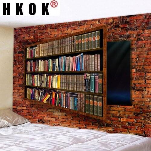 HKOK Bookshelf Mandala Tapestry Wall Rugs Wall Hanging Fabric Mural Background Cloth Towel Beach Fabric Blanket Bedroom Home Dec