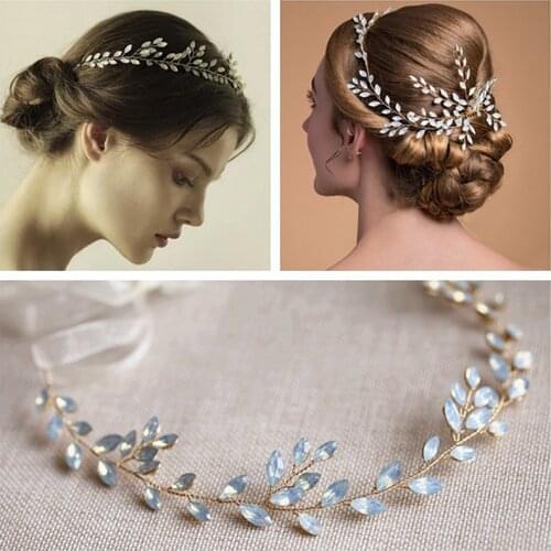 Delicate Wedding Headdress Simulated Pearl Hair Accessories for Bride Crystal Crown Floral Elegant Hair Ornaments Hairpin