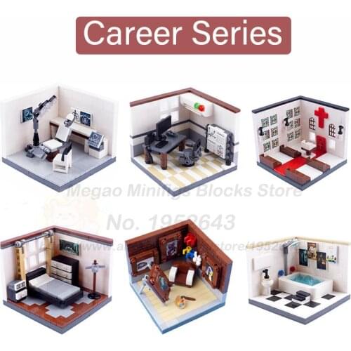 Moc Career Series Good Doctor Hospital Diagnostic Rooms Church Bedroom Bathroom Studio Atelier Building Blocks Toys For Kids Diy