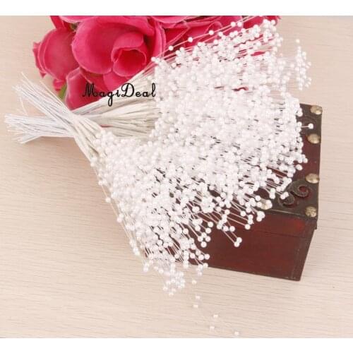 MagiDeal 100 Stems Handmade Pearl Bead Spray Wedding Bouquet Cakes Crafts