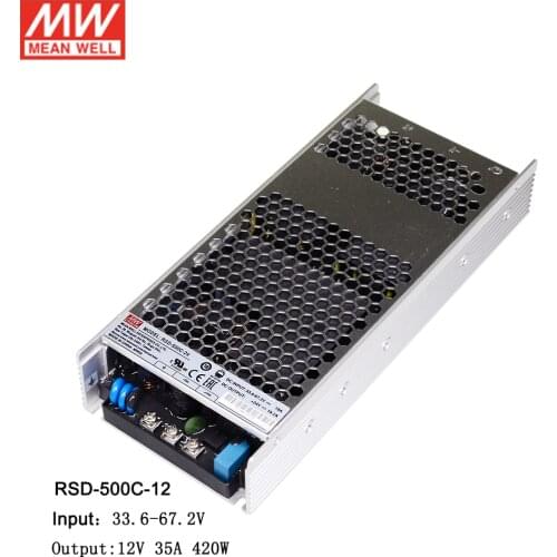 MEAN WELL RSD-500C-12 Input 33.6~67.2V DC to 12V DC 35A 420W Reliable Railway DC-DC Converter Fanless Power Supply Transformer