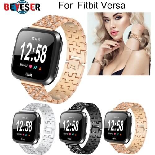 Metal Watch Strap For Fitbit Versa Smartwatch band Bracelet For Fitbit Versa 2 Replacement Wristband with Rhinestone Accessories