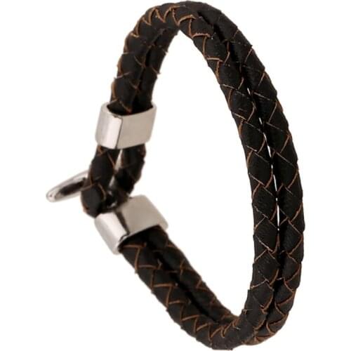 Mens Bracelets 2018 Punk Jewelry Silver Charm Hand Leather Adjustable Bracelets Pulseira Masculina