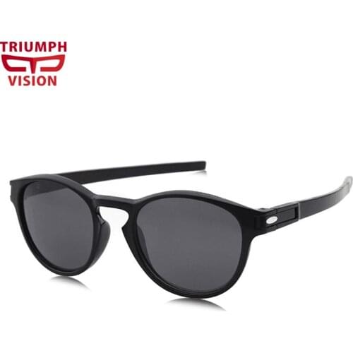 TRIUMPH VISION Black Sunglasses for Men Round Retro Sun Glasses for Mem UV400 Protection Shades Oculos Male Vintage Fashion