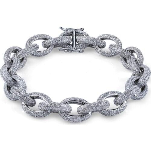 Iced Out Chain Bracelet For Men 2 Colors Micro Pave Zircon Bracelets Hipster Men Celebrity Style Hip Hop Jewelry