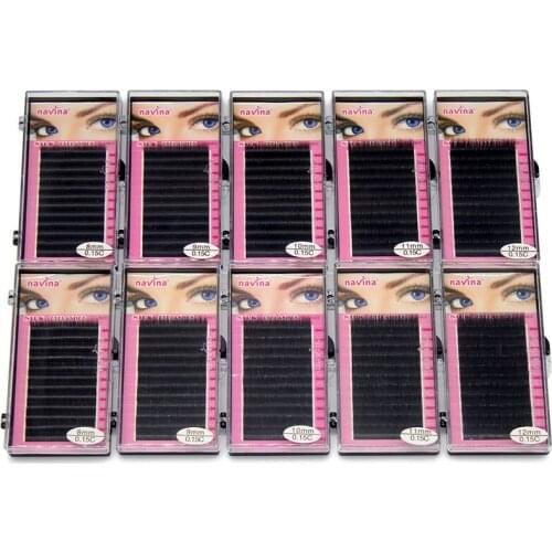 Navina 10cases Professional Individual Mink Eyelash Extension Faux Silk Eyelashes Artificial Makeup Fake False Eye Lashes Cilia