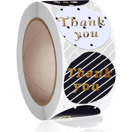 100-500pcs 1inch Thank You Stickers Seal Labels Gold Foil Paper Decoration Sticker For Handmade Wedding Gift Stationery Sticker