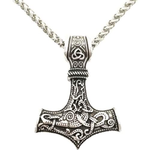 Nostalgia Nordic Thor Hammer Mjolnir Pendant Irish Knot Viking Gothic Men Necklace Women Vintage Jewelry Making Talisman Amulet