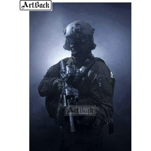 New 5d diy diamond painting soldier gun pattern full square drill new arrival diamond embroidery 3d diamond mosaic artwork