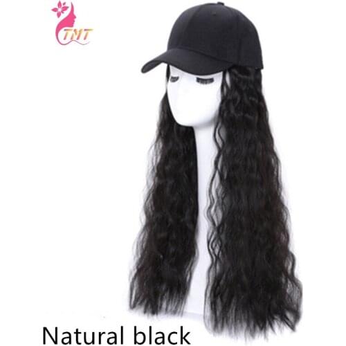 Long Synthetic Baseball Cap Hair Wig Naturally Connect Synthetic Hat Wig Heat Resistant Fiber For Woman