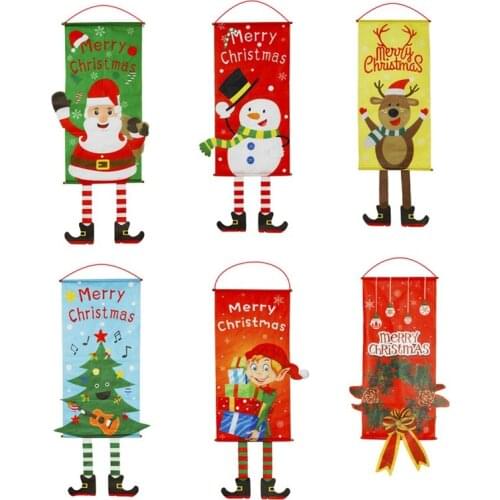 Christmas Flag Christmas Decorations For Home Door Ornaments 2020 Noel Hanging Ornaments Christmas Gifts Happy New Year