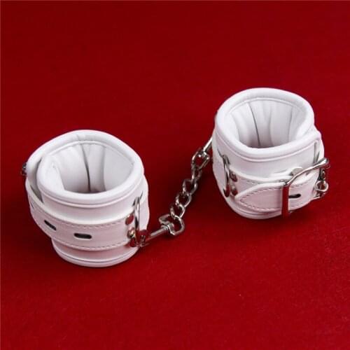Adult Sex Products White Soft Leather Sponge Elastic Handcuffs Couples Bondage Shackles