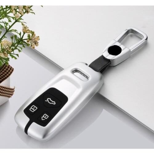 Aluminium Alloy Silicone Car Remote Key Case Fob Cover For Audi A4 Allroad B9 Q5 Q7 TT TTS 4M 8S 2016 2017 2018 Accessories