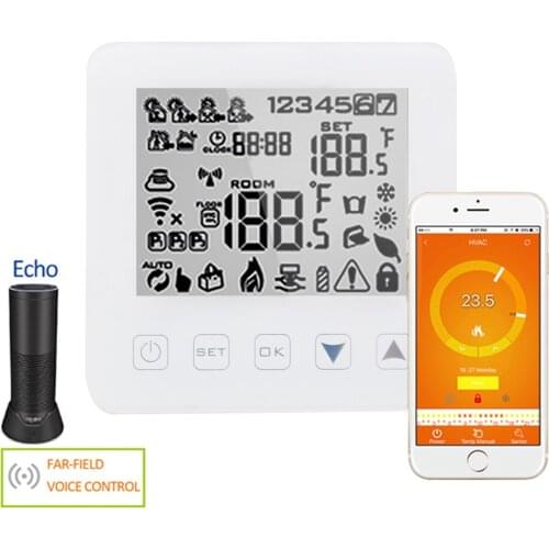 Alexa Wifi Thermostat 3A Water Heating Thermostat Touch Screen LCD Memory Function Room Thermostat IOS/Android Winter Thermostat