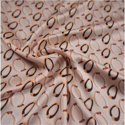 Imitation Silk Satin Fabric Fresh Light Pink Circle Printing Chiffon Fabric Shirt Dress Girls Clothing Handmade DIY Fabric