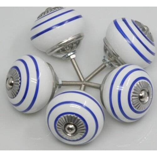 Vintage Blue and White Porcelain Handles China Traditional Pattern Ceramic Drawer Knobs