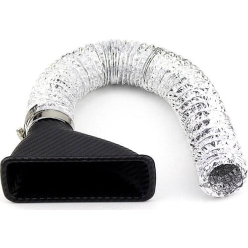 Carbon Fiber Look Turbo Car Front Bumper Air Inlet Tube Turbine Air Hopper Cold Air Intake System Durable Practical Kit