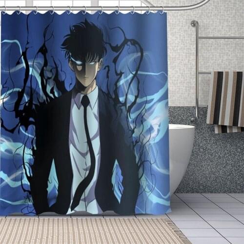 Custom Anime Solo Leveling Shower Curtain With Plastic Hooks Modern Fabric Bath Curtains Home Decor Curtains Custom Your Image