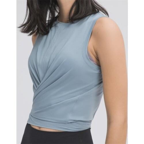 Nepoagym AMBITION Lightweight Tie Back Cropped Women Workout Shirts Twist Front Brushed Gym Tank Tops Sleeveless Summer Yoga Top