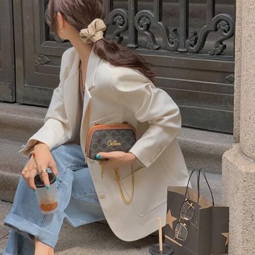 2021 Autumn Solid Suits Jacket for Women Khaki Single-breasted Office Ladies Casual Notched Collar Outwear Femme Blazer Coats