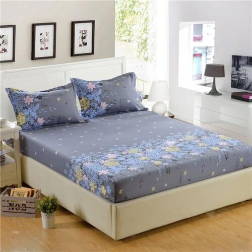1pc 100%Polyester Priting Fitted Sheet Mattress Cover Four Corners With Elastic Band Bed Sheet