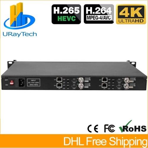 1U 4 Channels IP Camera to SDI Streaming Video Decoder for Decoding SRT RTSP HLS