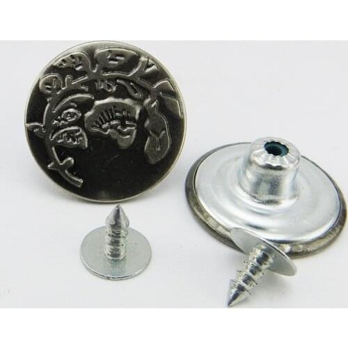 30PCS 20MM flower leaf BRONZE TONE metal jeans button sewing clothes accessory brand jean buttons JMB-244