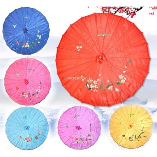 50pcs Chinese art umbrella hand-painted flower design bamboo frame silk parasol for bride & bridemaid