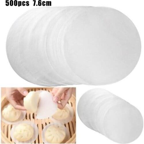 500Pcs Steamer Paper Round Disposable Non-Stick Buns Wax Paper Kitchen Dim Sum Steam Mat Drawers Cloth For Baking Steaming Acces