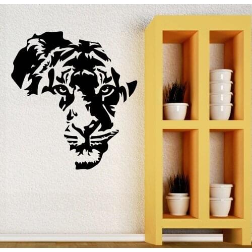 Free shipping Tiger animal heads vinyl wallpaper art home living room wall decals stickers sticker mural decoration Y-74