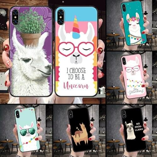 Lama Llama Alpacas Phone Case For iphone 5 5S SE 2 6 6S 7 8 11 12 Mini Plus X XS XR Pro Max black fashion waterproof pretty