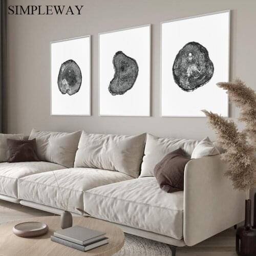 Black White Tree Ring Stump Art Canvas Poster Wall Print Minimalist Painting Nordic Picture Contemporary Living Room Decoration