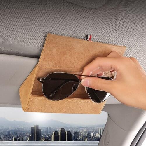 Sun Glasses Holder Magnetic Car Visor Glasses Case Organizer Glasses Storage Box Holder Visor Sunshade Auto Accessories Women