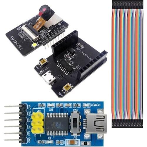 ESP32-CAM-MB WiFi OV2640 Camera Module Bluetooth 5V CH340G Nodemcu FT232RL USB to TTL Converter+40Pin Jumper Wire