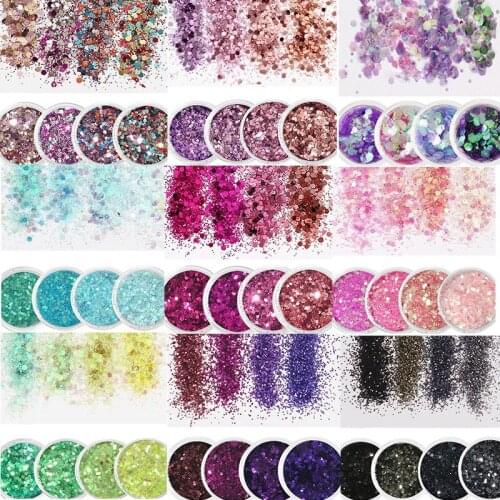 Holographic Effect Nail Glitter SET For UV Gel Polish 17Col Fine Glitter Sparkles Acrylic Nailart Glitter Manicure Dust 4/6 jar