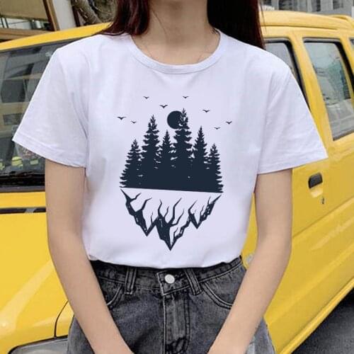 Mountain Harajuku Ullzang T Shirt Women 90s Korean Style Funny Anime T-Shirt Cute Tshirt Aesthetic Cartoon Top Tee Female