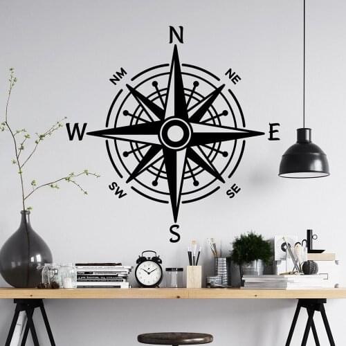 Compass wall decal living room decor nautical decal compass rose Wall sticker orth south east west decal boy Room decor B122
