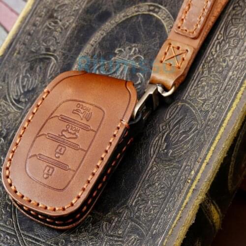 Handmade Leather Smart Key Covers Accessories Styling Case For Hyundai Verna Sonata Elantra Tucson Auto Protection Shell