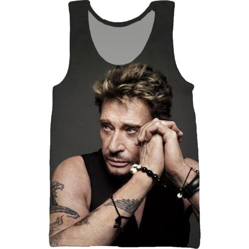 Mamba top Johnny Hallyday Vest 3D Print Fashion Rock Singer Mens Tank Tops Hip Hop Sleeveless French Elvis Women Men Undershirt