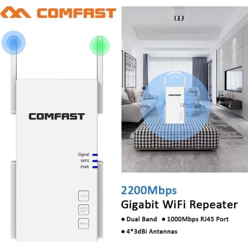 Powerful 5Ghz Wireless WiFi Repeater Wi Fi Booster 2.4G + 5Ghz Wi-Fi Amplifier 2100 Mbps 5 ghz Signal Wi Fi Long Range Extender