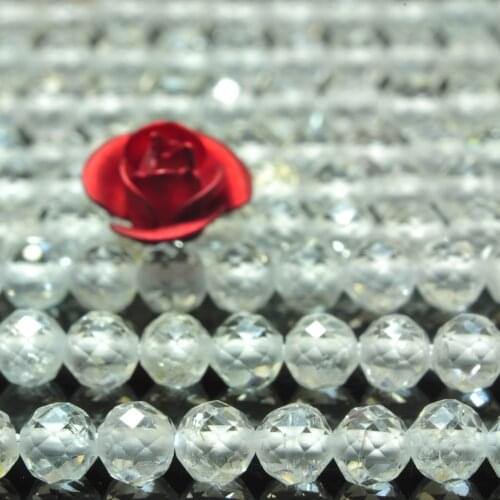 Natural White Topaz Faceted Round Loose Beads Wholesale Gemstone Semi Precious Stones Bracelet Necklace For Jewelry Making Diy